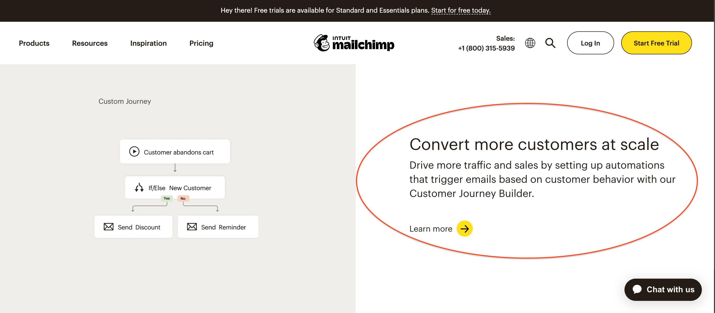 Call to Action Examples - mail chimp