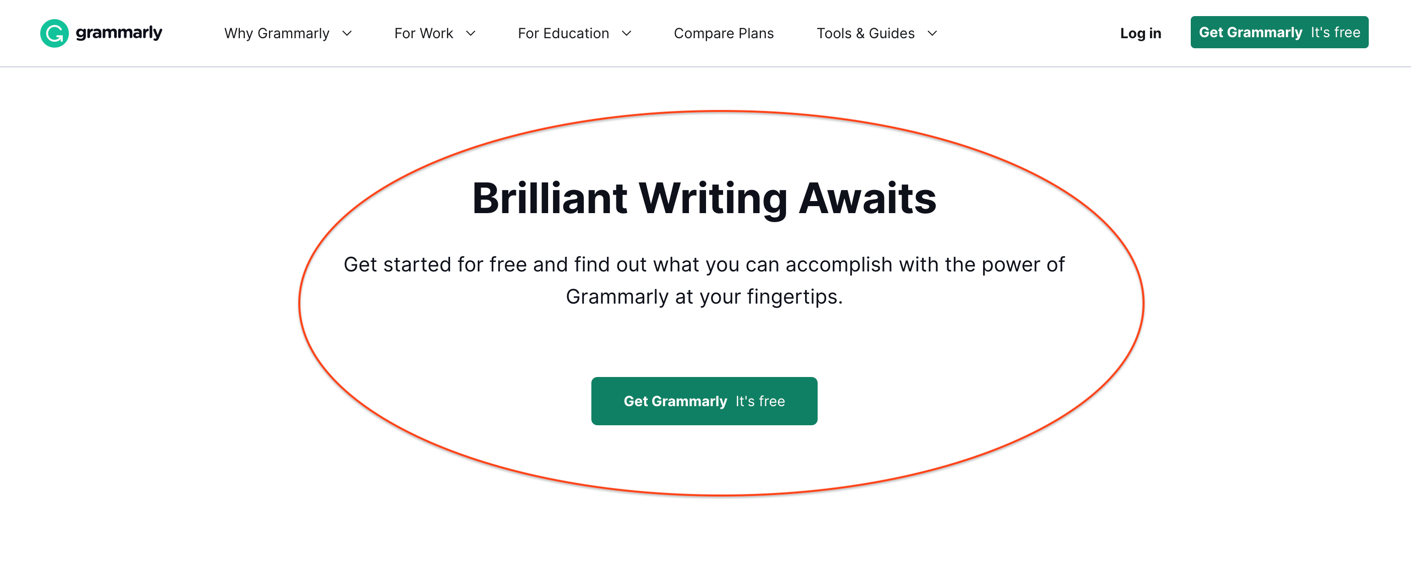 Call to action examples - grammarly