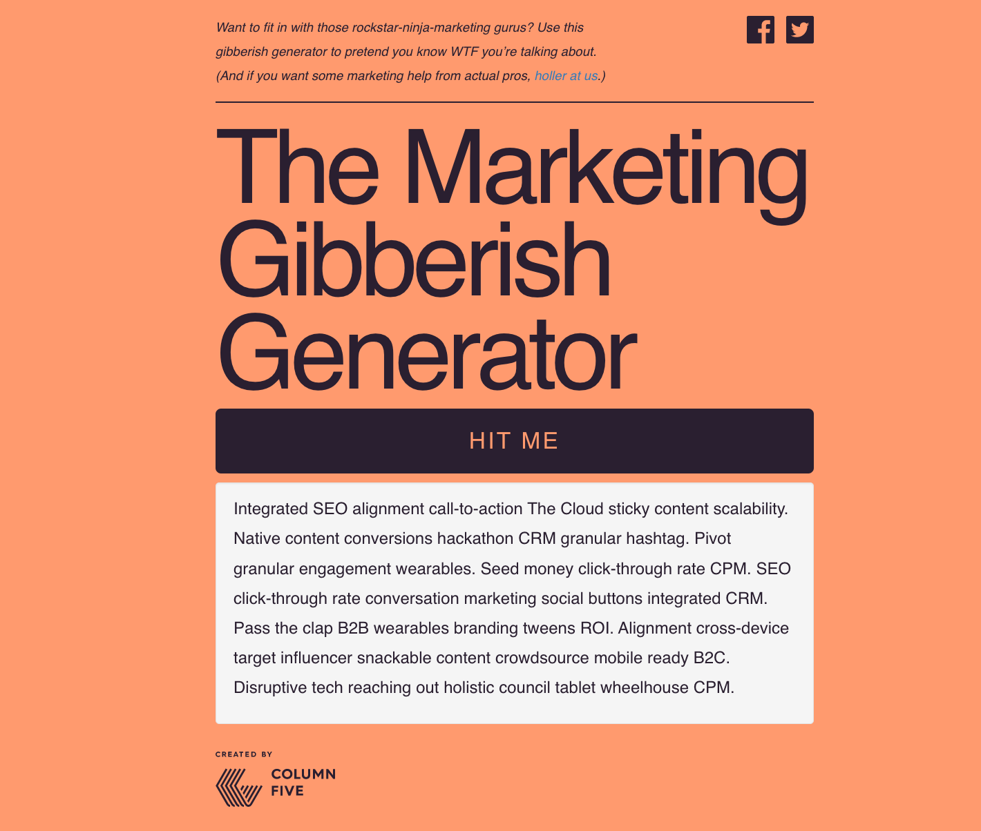 Marketing Gibberish Generator - machine that spits our marketing jargon