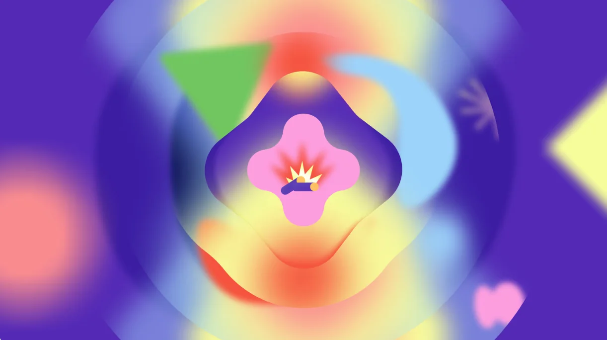 Symmetrical kaleidoscopic bloom of gradient color, an abstract transition frame from the Mozilla MIECO B2B video series.