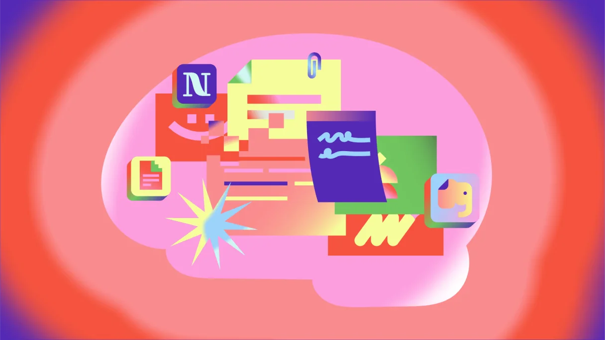 Animation still of a brain-shaped form surrounded by note and app icons, from the Mozilla MIECO B2B video series.